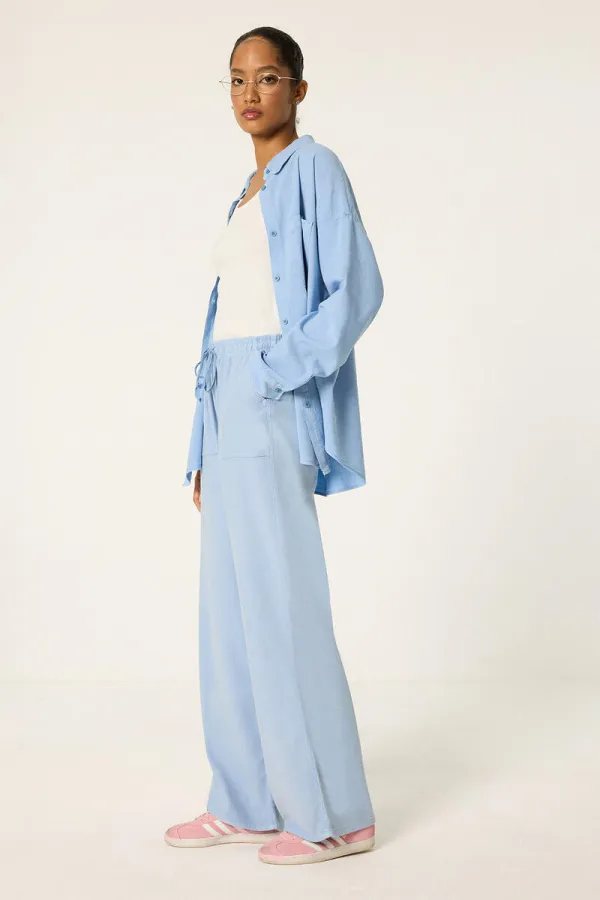 HIGH-WAISTED WASHED GABARDINE PANTS HIGH-WAISTED WASHED GABARDINE PANTS