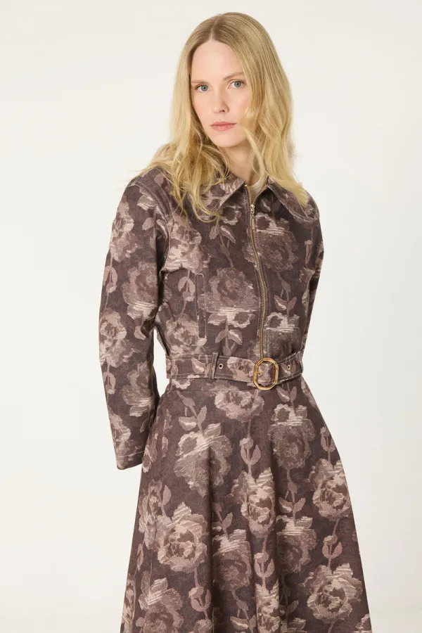 ENSEMBLE JUPE ET VESTE À MOTIFS FLORALS