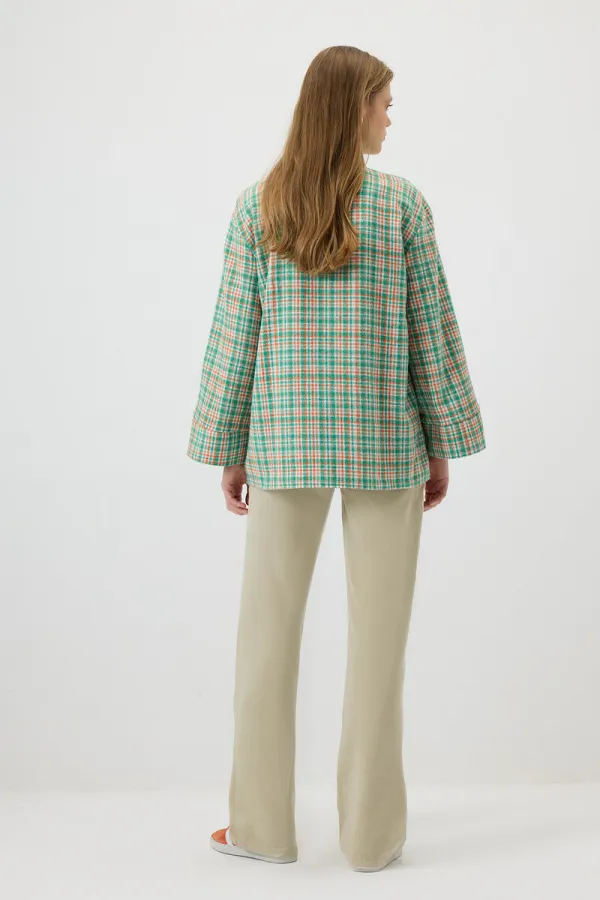 GENİŞ MANŞETLİ EKOSE GÖMLEK