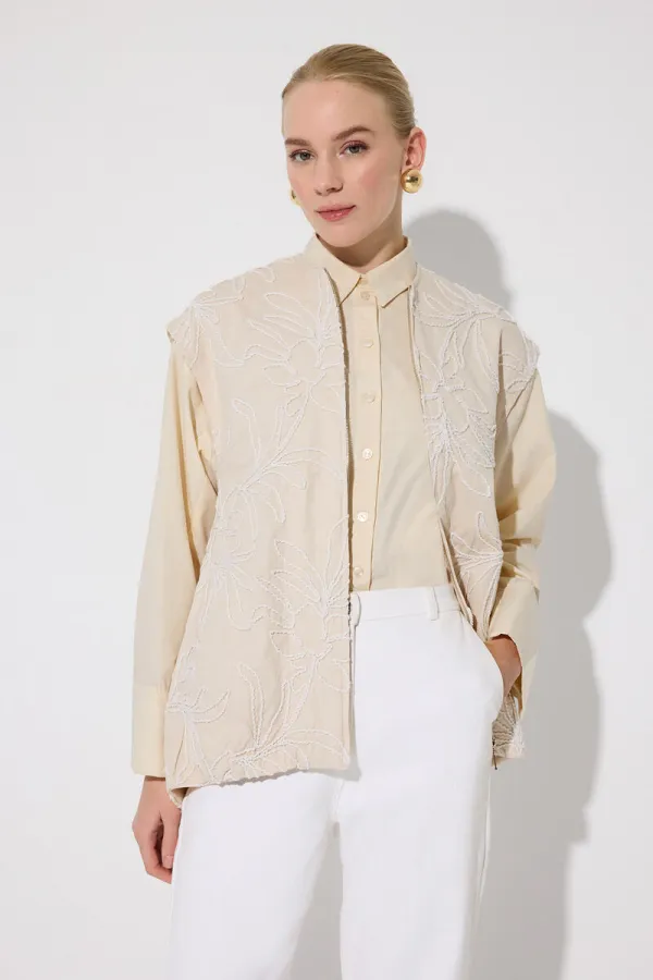 NAKIŞLI UZUN GABARDİN YELEK