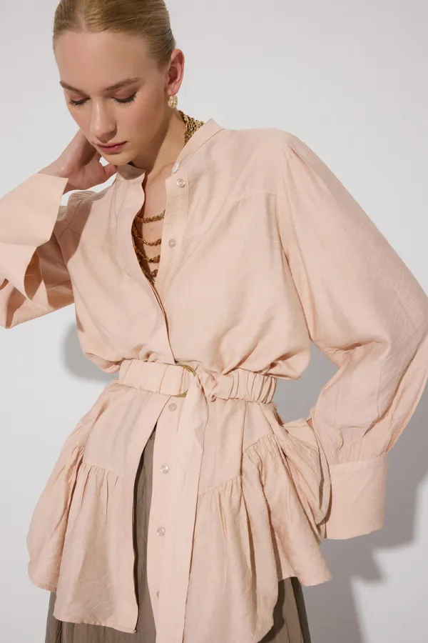 CHEMISE EN VISCOSE AVEC CEINTURE