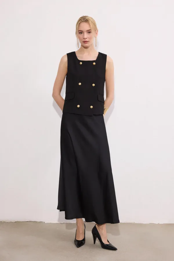 JUPE EN SATIN AVEC TAILLE ÉLASTIQUE