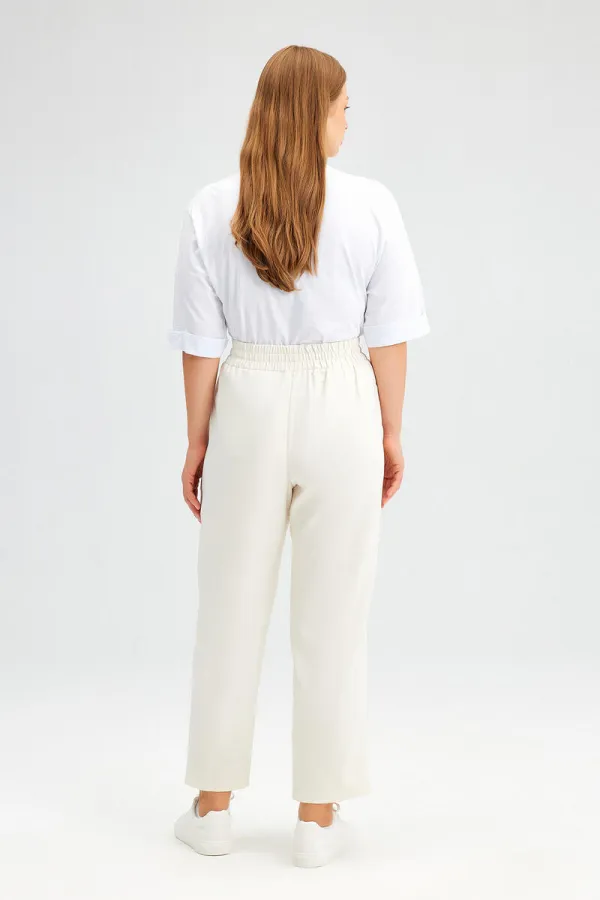 Crepe pants with elastic waistband Crepe pants with elastic waistband