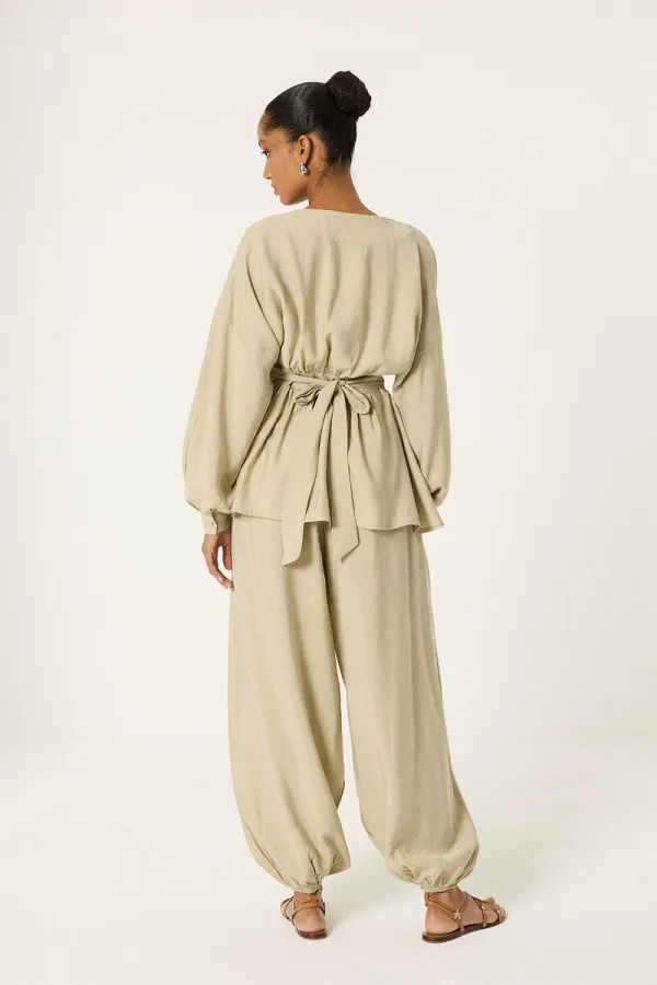 PEPLUM TUNIC AND SHALWARS PANTS 2-PIECE SET