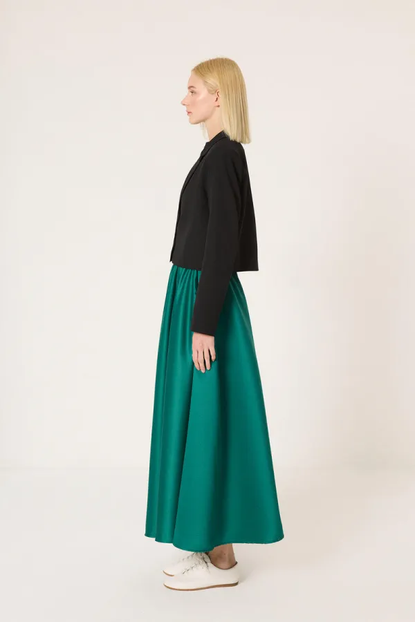 JUPE EN SATIN À VOLANTS