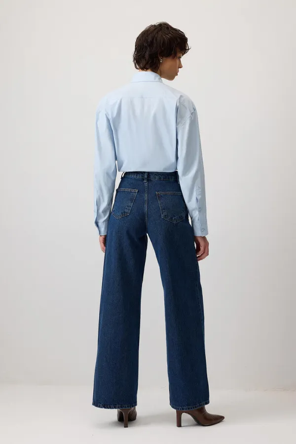PANTALON EN JEAN À JAMBES LARGES
