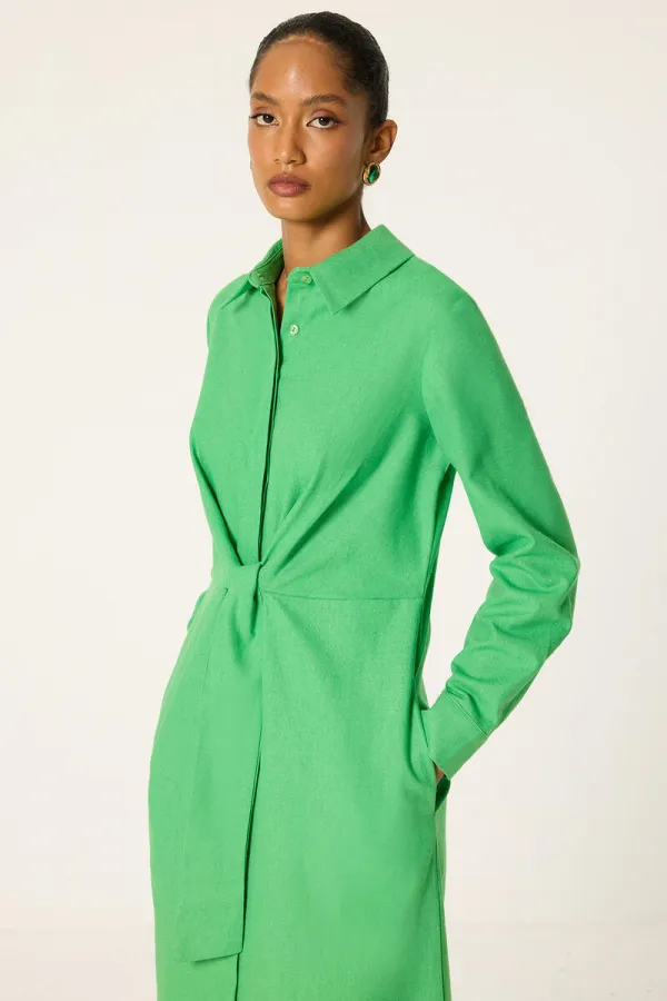 BELTED SHIRT COLLAR DRESS