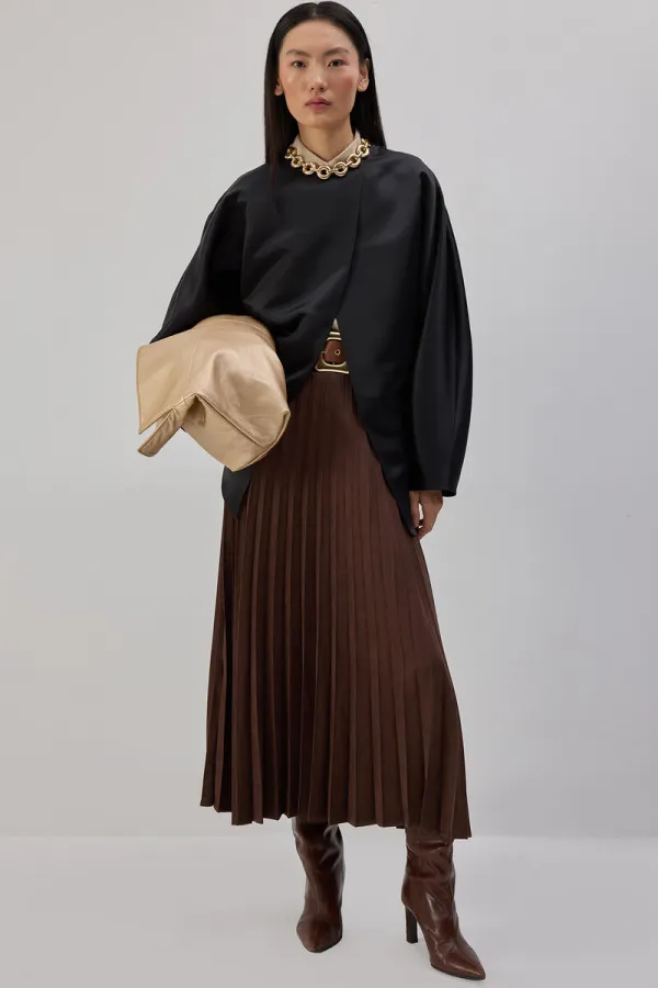 JUPE PLISSÉE EN DAIM