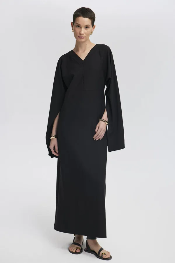 ROBE EN CRÊPE À MANCHES JAPONAISES