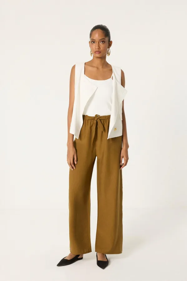 PANTALON EN MODAL AVEC TAILLE ÉLASTIQUE