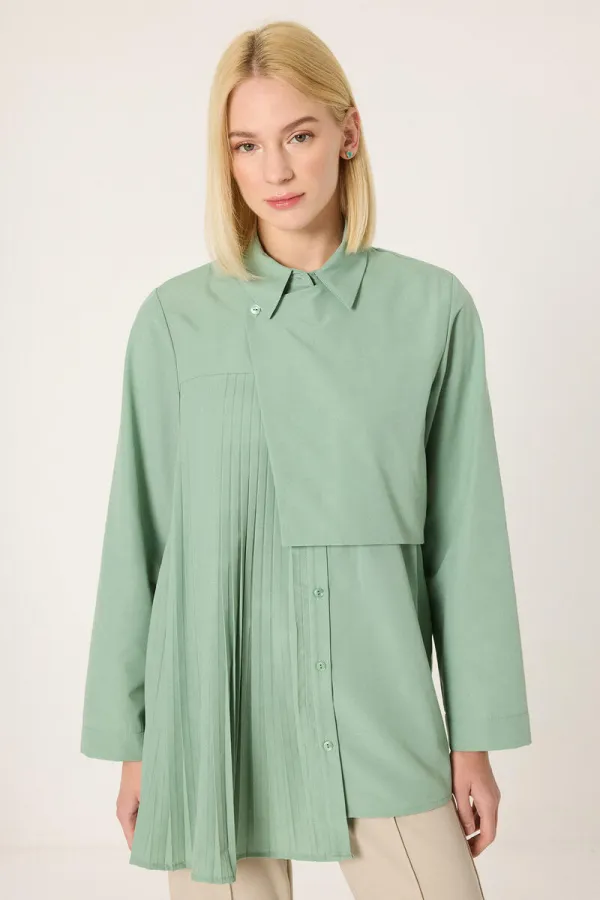 CHEMISE ASYMÉTRIQUE AVEC DÉTAILS PLISSÉS