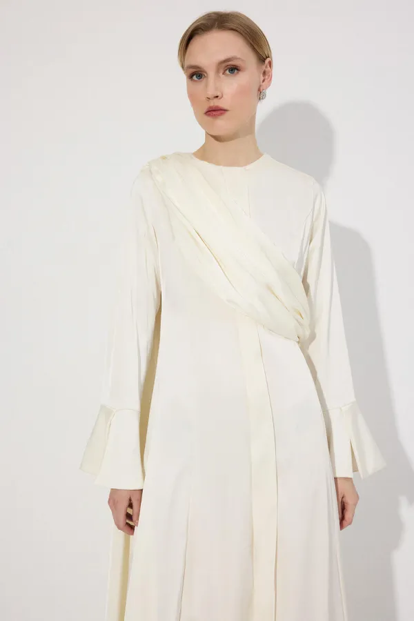 DRAPED SATIN DRESS