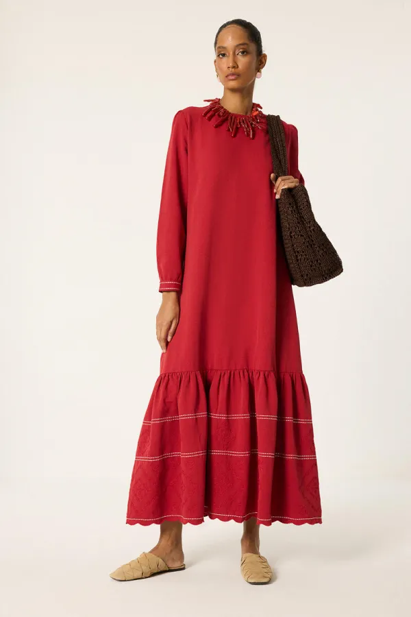 CONTRAST STITCHED DRESS CONTRAST STITCHED DRESS