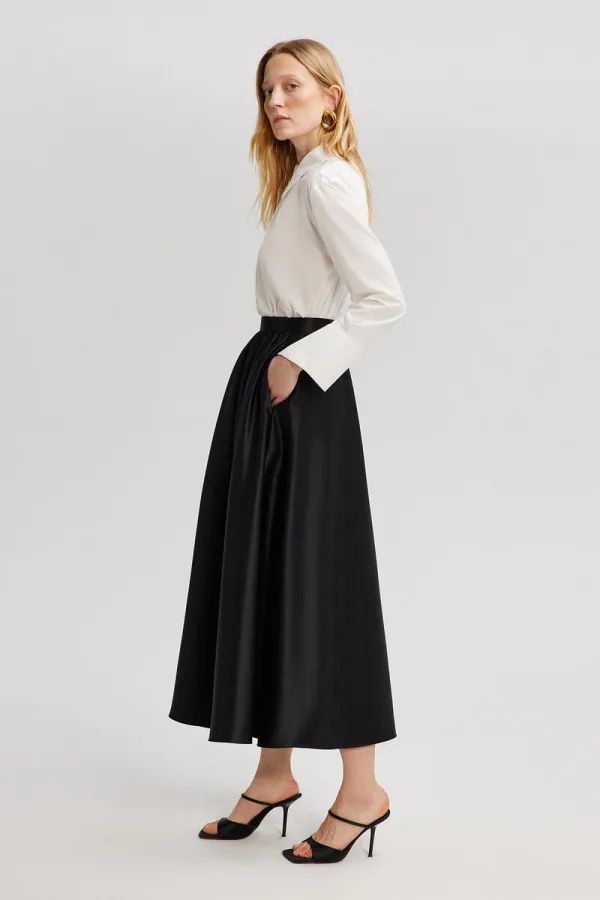RUFFLED SATIN SKIRT RUFFLED SATIN SKIRT