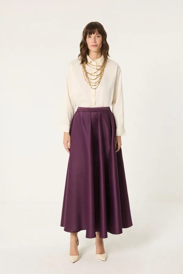 JUPE EN SATIN À VOLANTS