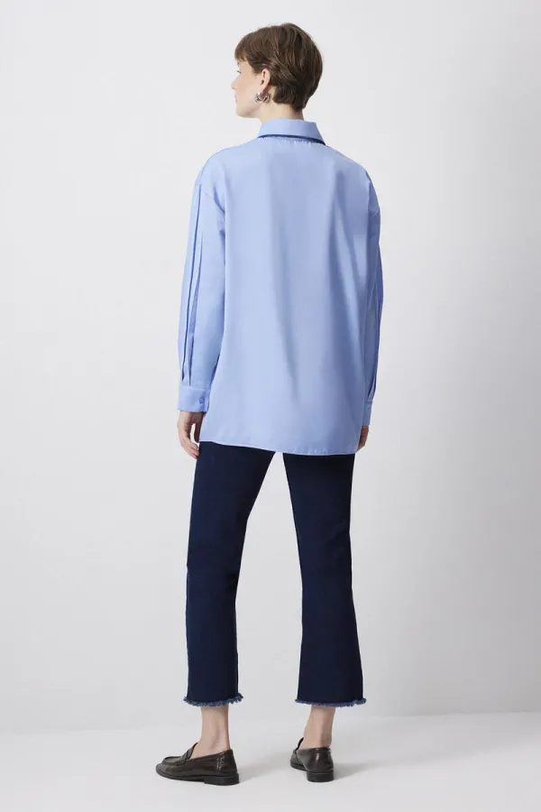 BİYE DETAYLI SATEN GÖMLEK