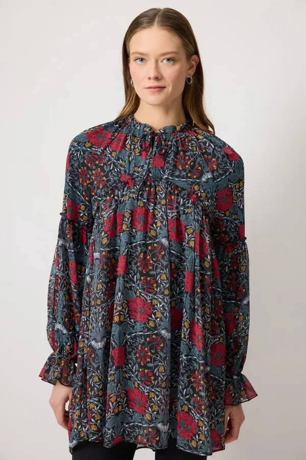 PATTERNED CHIFFON TUNIC