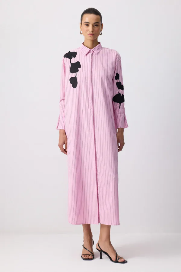 NAKIŞ DETAYLI GÖMLEK ELBİSE