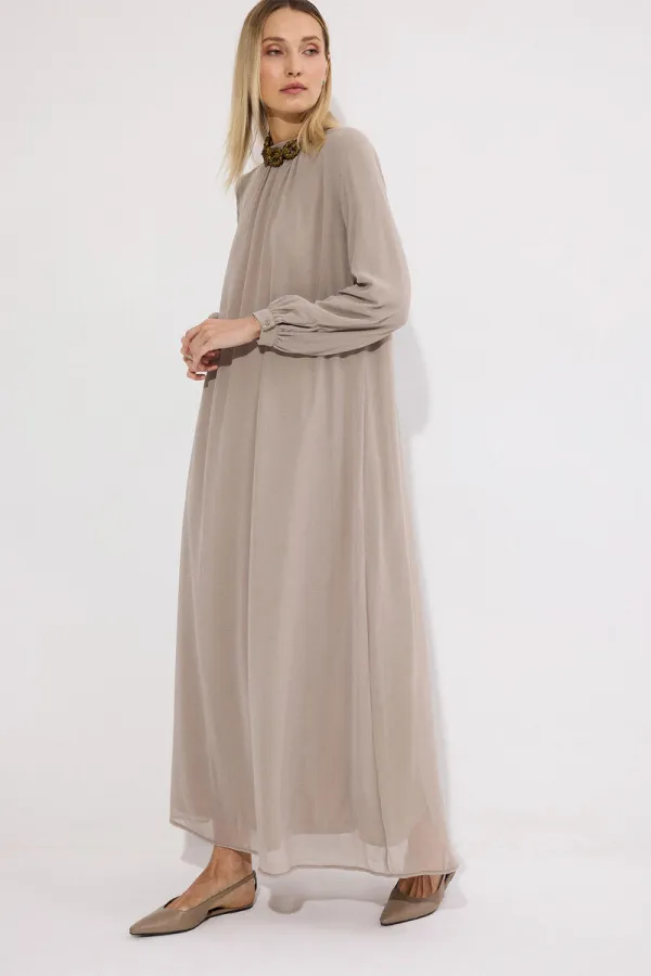 STAND-NECK CHIFFON DRESS STAND-NECK CHIFFON DRESS