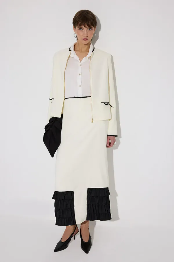 VESTE EN CRÊPE À FERMETURE ÉCLAIR