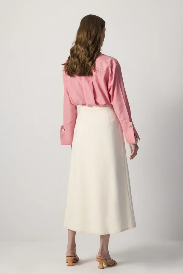 JUPE EN JEAN NATUREL PORTE-CŒUR