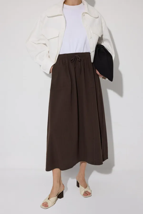 JUPE À TAILLE ÉLASTIQUE AVEC POCHES