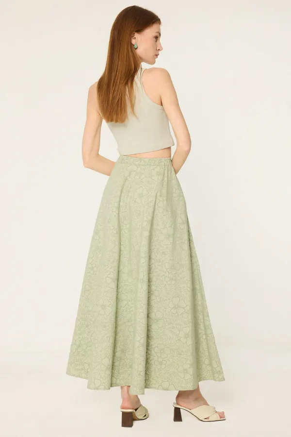 PATTERNED POPLIN SKIRT PATTERNED POPLIN SKIRT