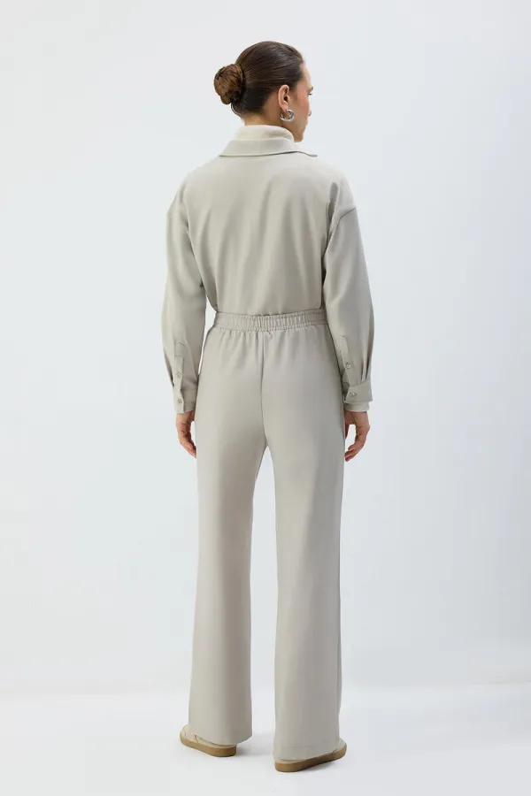 RIBBED PANTS WITH ELASTIC WAISTBAND RIBBED PANTS WITH ELASTIC WAISTBAND