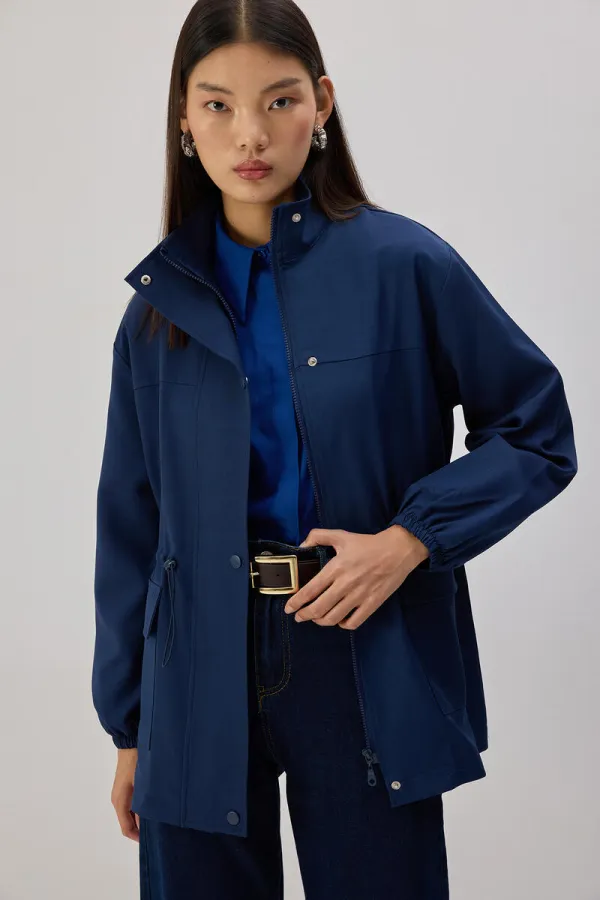 DİK YAKA FERMUARLI CEKET