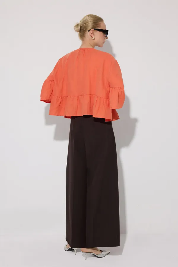 CHEMISE EN MOUSSELINE À MANCHES EN AILES DE CHAUVE-SOURIS