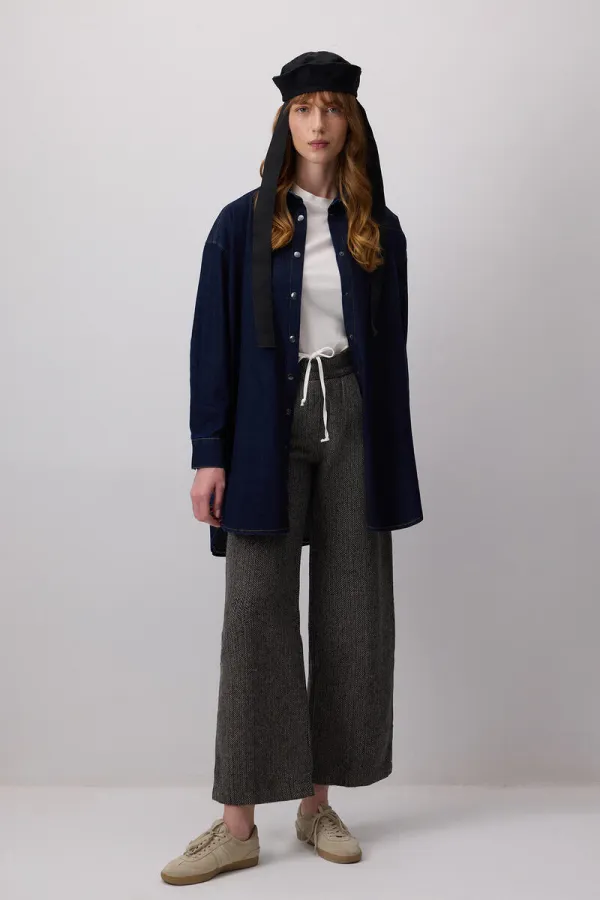 HERRINGBONE PATTERN PALAZZO PANTS