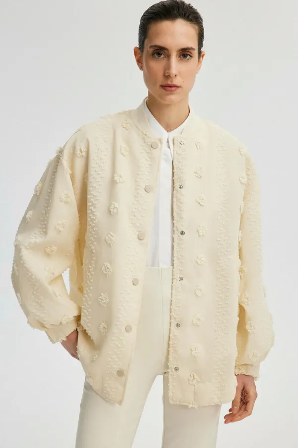 VESTE BOMBER EN DENTELLE À FLEURS