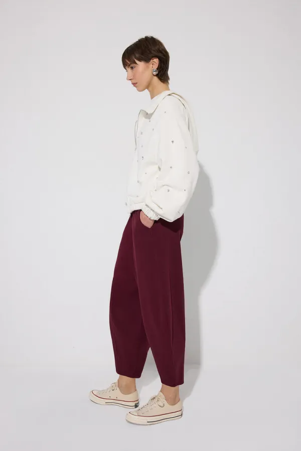 GABARDINE BALLOON PANTS WITH ELASTIC WAISTBAND