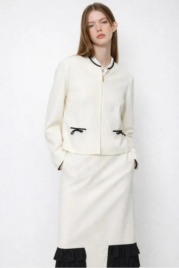 VESTE EN CRÊPE À FERMETURE ÉCLAIR