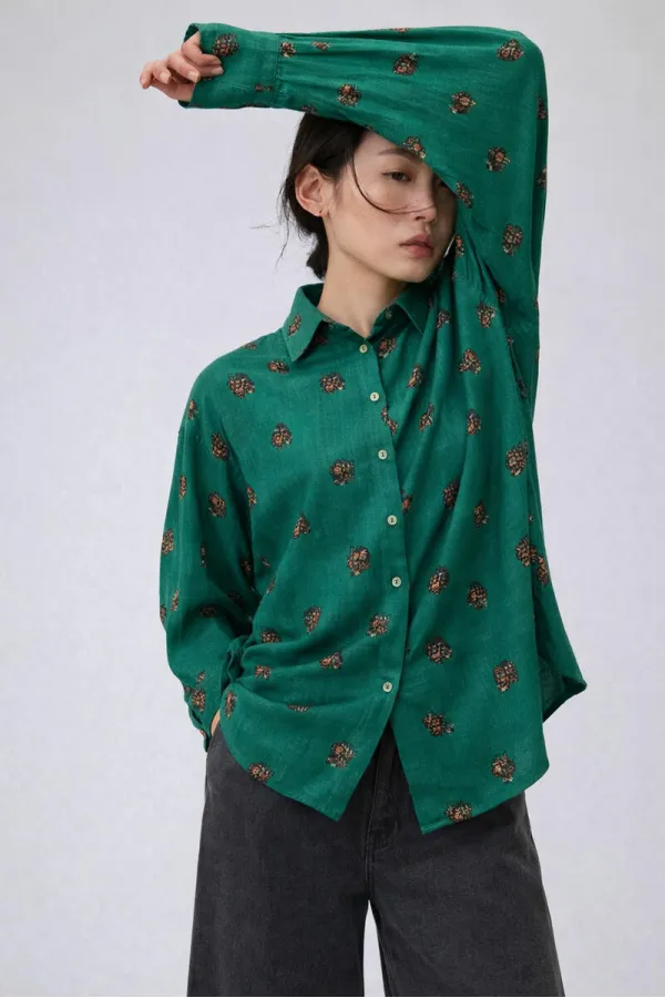 ÇİÇEK DESENLİ PAMUK GÖMLEK