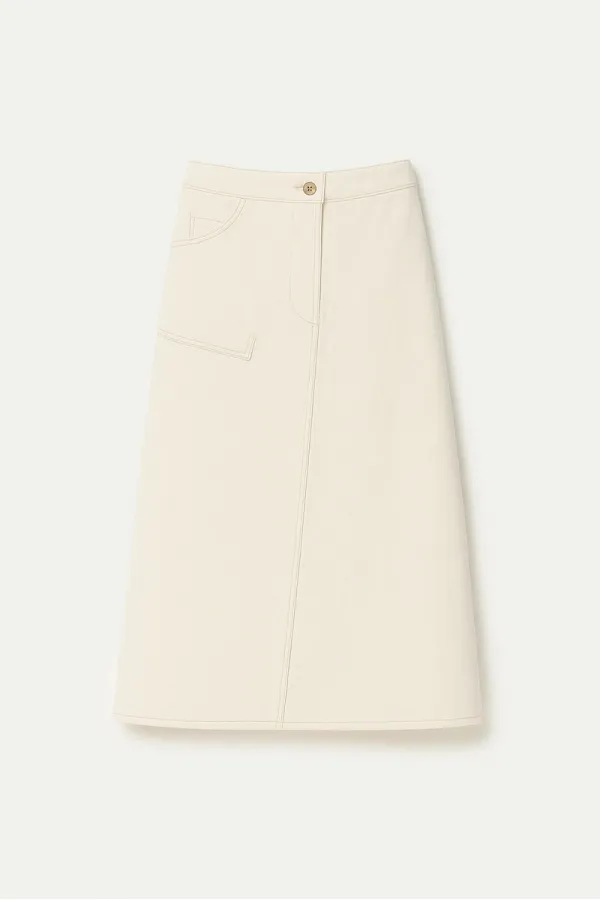 JUPE EN JEAN NATUREL PORTE-CŒUR