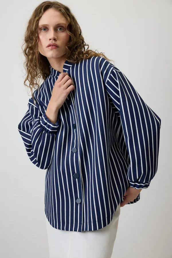 ÇİZGİLİ GABARDİN CEKET