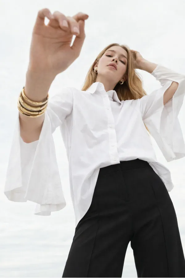 DOUBLE COLLAR SLEEVE ZIPPERED SHIRT DOUBLE COLLAR SLEEVE ZIPPERED SHIRT