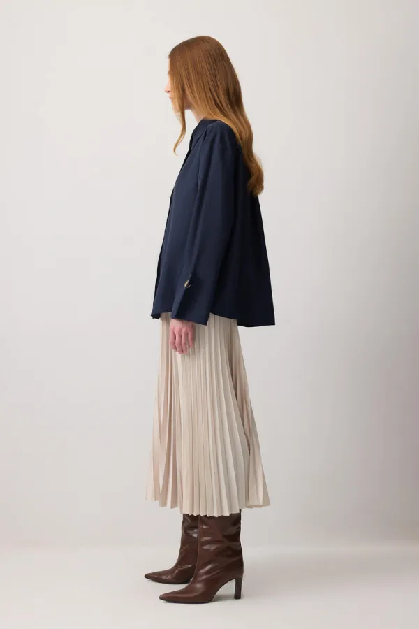 CHEMISE COURTE EN POPLIN À POIGNETS LARGES CHEMISE COURTE EN POPLIN À POIGNETS LARGES