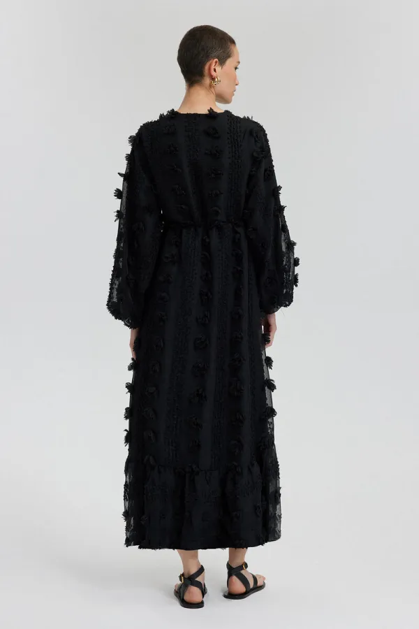 CHIFFON DRESS WITH GATHERED WAIST