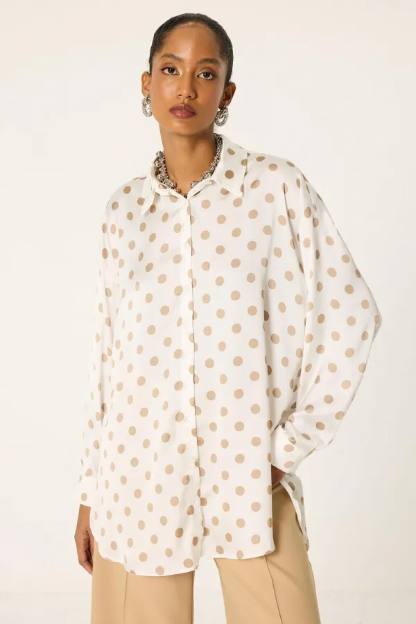 CHEMISE EN SATIN À POIS