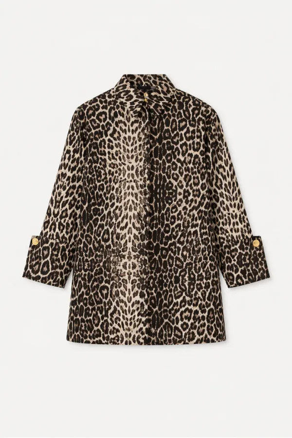 CHEMISE À MOTIFS 100% COTON À POIGNETS LARGES