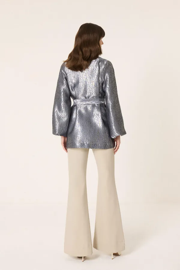 VESTE JACQUARD AVEC DÉTAIL DE CEINTURE