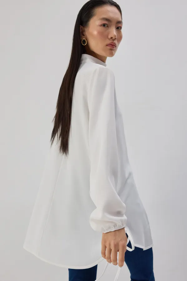 STAND COLLAR CREPE TUNIC