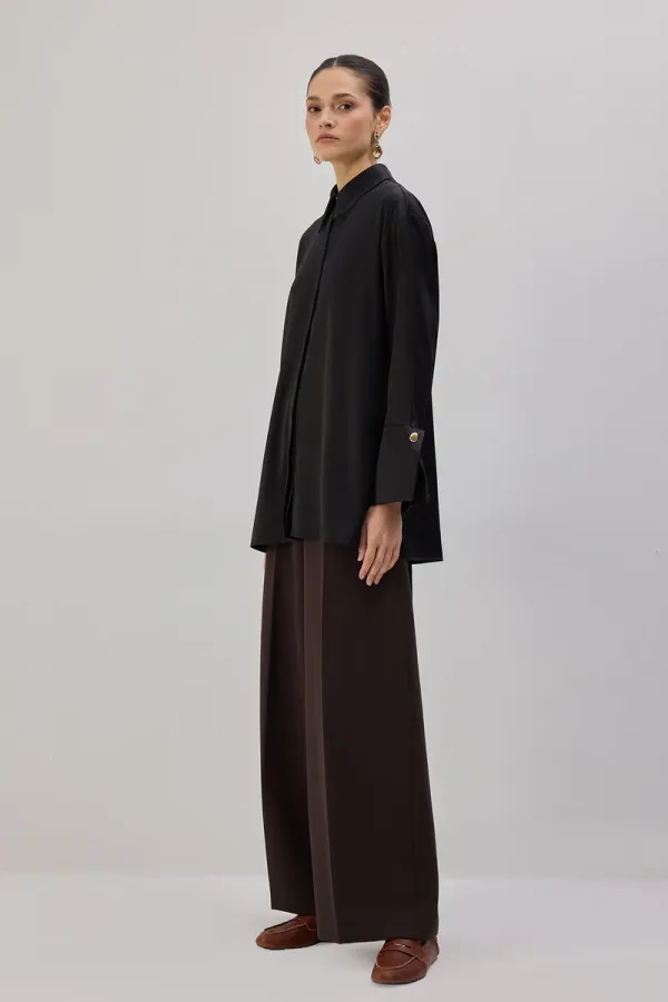 WIDE-CUFFS SATIN SHIRT