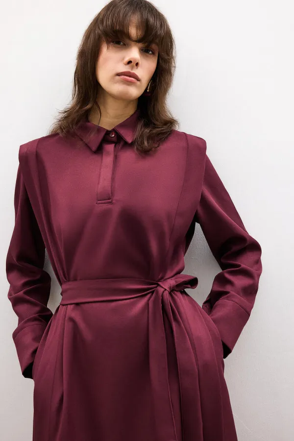 SHIRT COLLAR CREPE DRESS SHIRT COLLAR CREPE DRESS