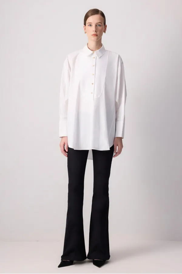 OVERSIZE POPLIN TUNIC WITH GOLD BUTTONS OVERSIZE POPLIN TUNIC WITH GOLD BUTTONS
