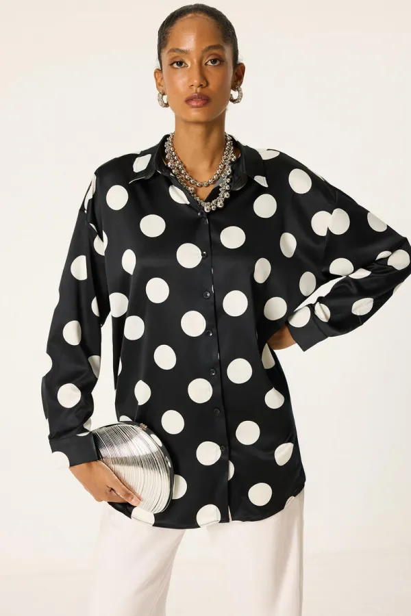 POLKA DOT SATIN SHIRT