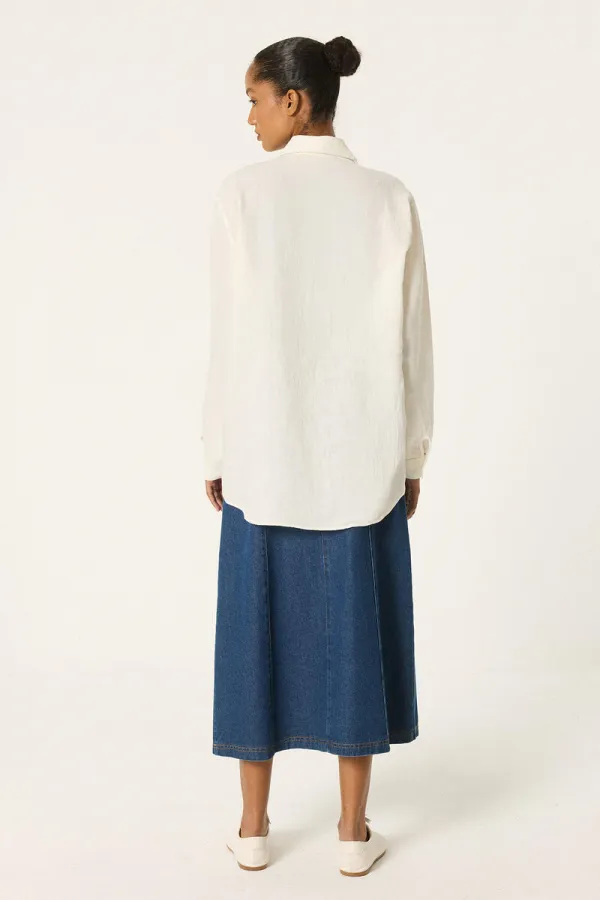 EMBROIDERED OVERSIZE LINEN SHIRT