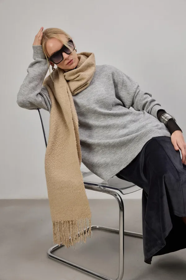 BİSİKLET YAKA OVERSİZE TRİKO KAZAK